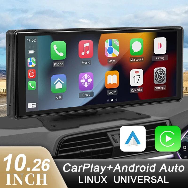 Autoradio Miroir 10.26" CarPlay Android Auto Sans Fil - Écran Tactile Bluetooth AUX USB