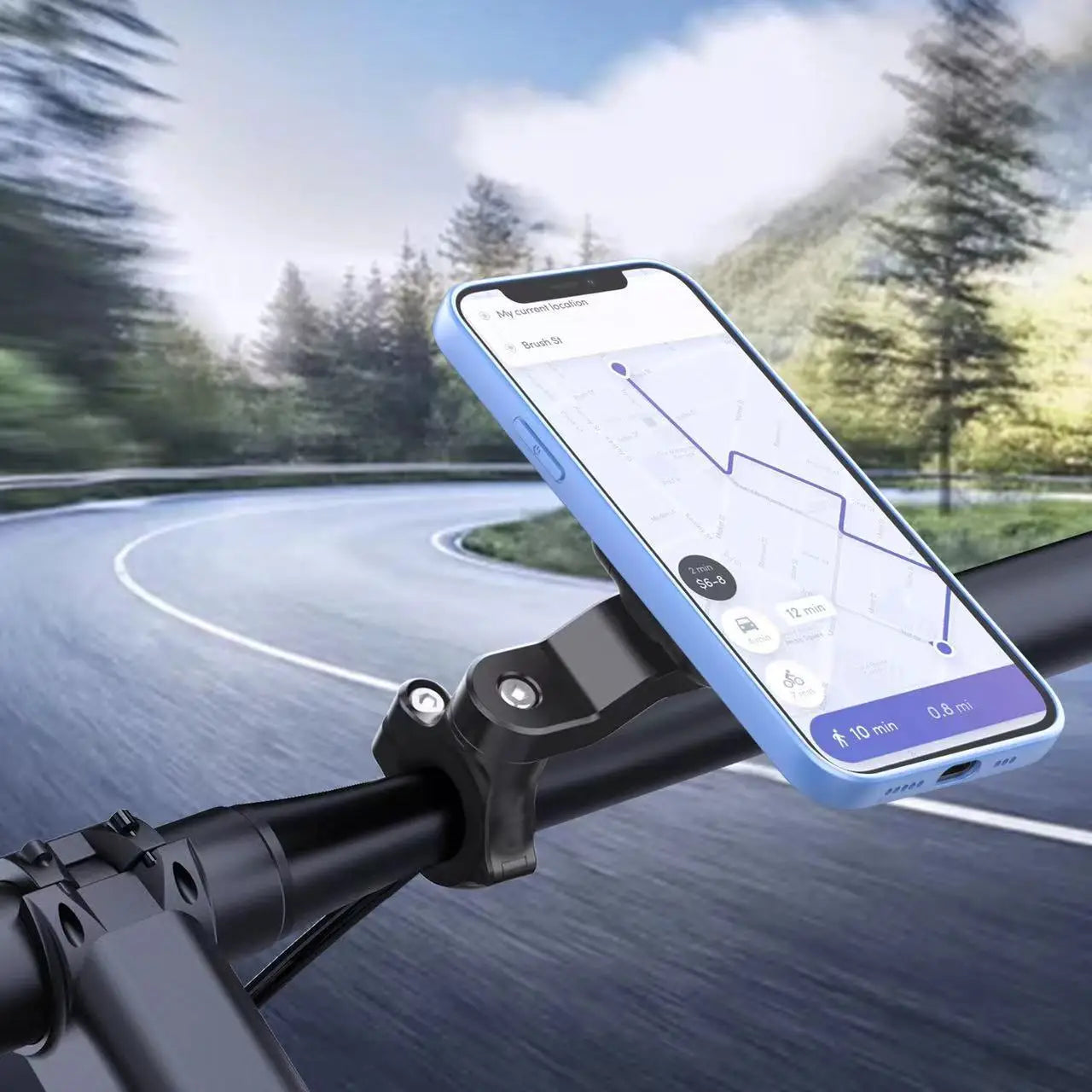 Support Téléphone Moto Vélo 360° Anti-Choc - Guidon Navigation GPS Universel