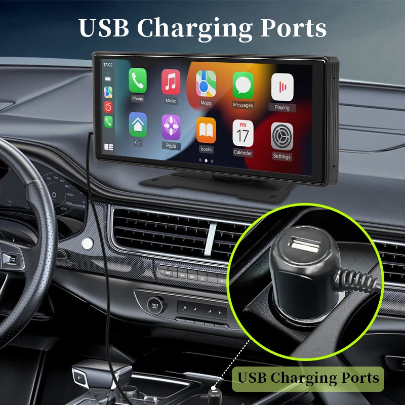 Autoradio Miroir 10.26" CarPlay Android Auto Sans Fil - Écran Tactile Bluetooth AUX USB