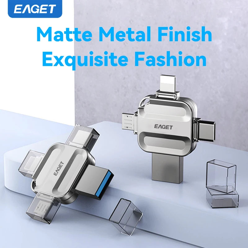 Clé USB 4-en-1 Type C Lightning Micro B - 3.2 Stockage iPhone Android PC Mac